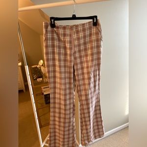 Shein Front Zip Plaid Wide Leg Pants - Women’s Medium
